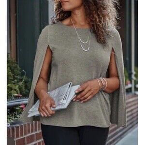 J.JILL WEAREVER CAPE TOP IN DARK GREY HEATHER SIZE XL